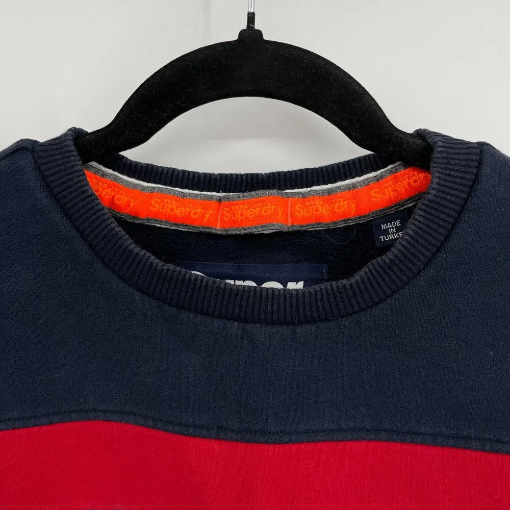 SUPERDRY Embroidered Color Block Crewneck Sweater Size S
